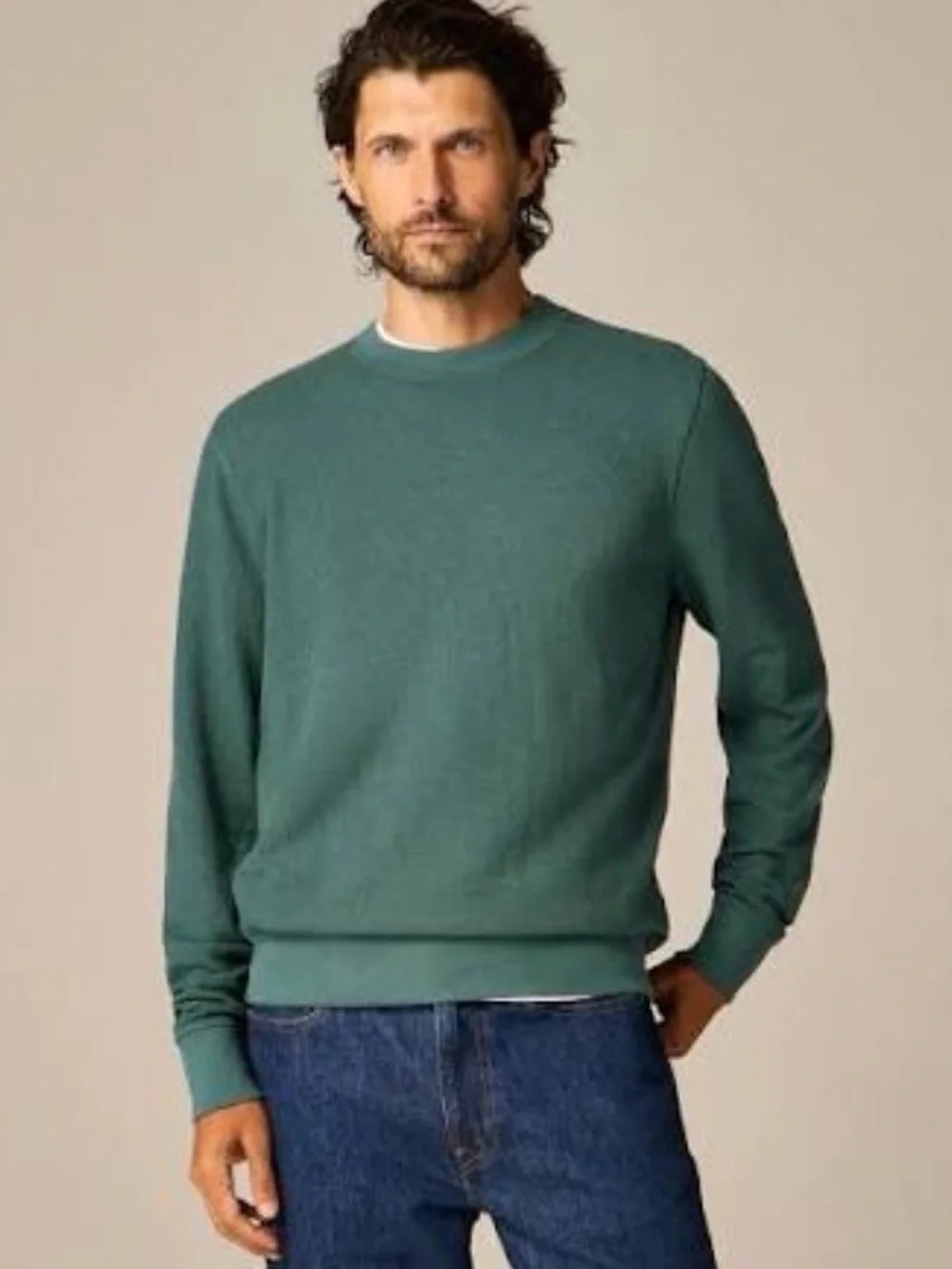 J.Crew Long-Sleeve Textured Sweater Tee in Graffiti Green Size Small - Picture 1 of 4